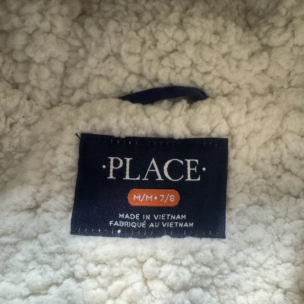 The Children's Place‎ Boys Sherpa Lined Hooded Parka Jacket Sz M Blue Brand New